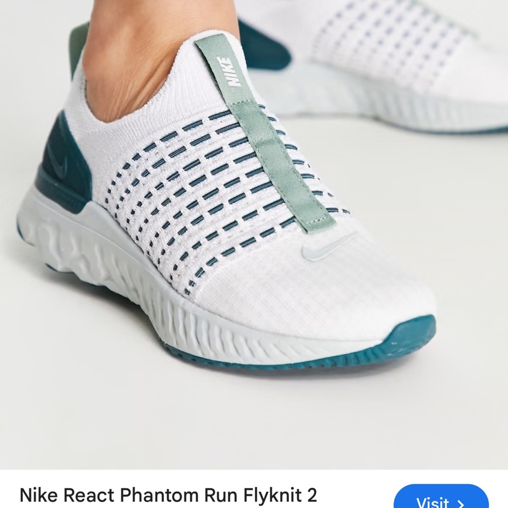 Nike React Phantom Run Flyknit 2 White and Teal Shoes